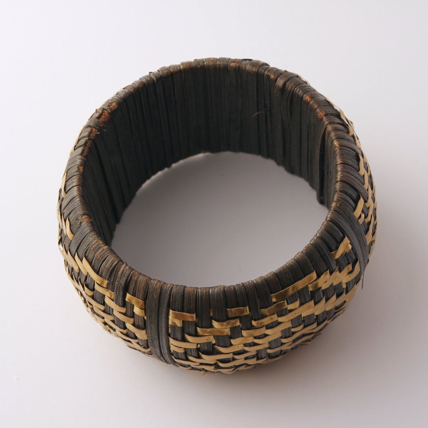 Black and Gold Metal Wide Bangle