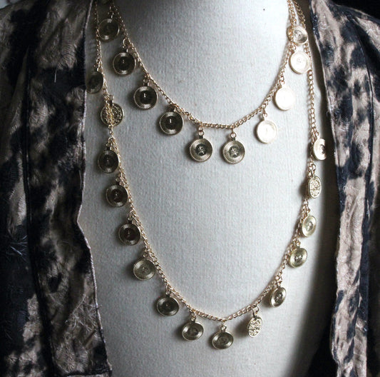 Coin Double Chain Necklace