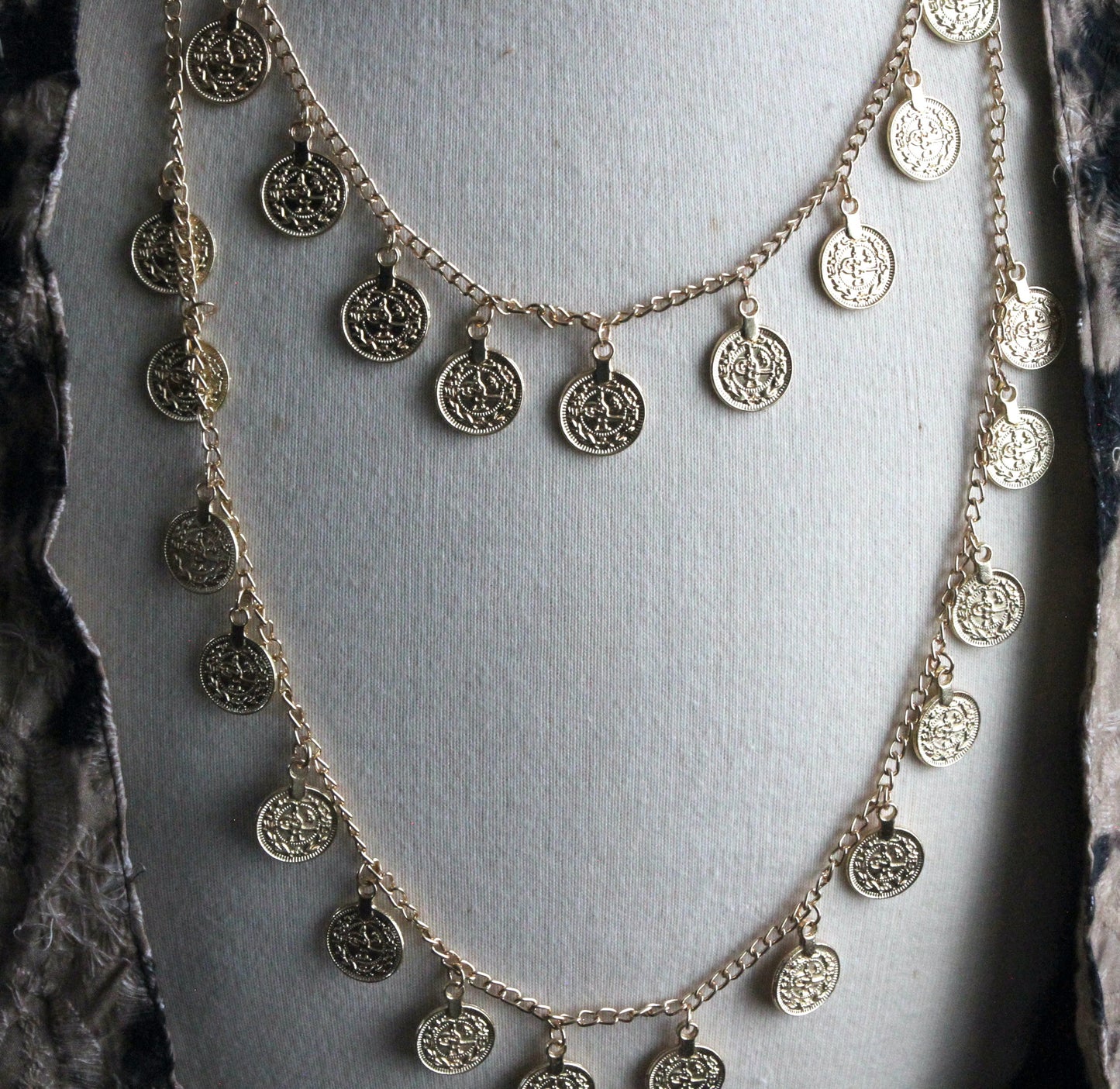 Coin Double Chain Necklace