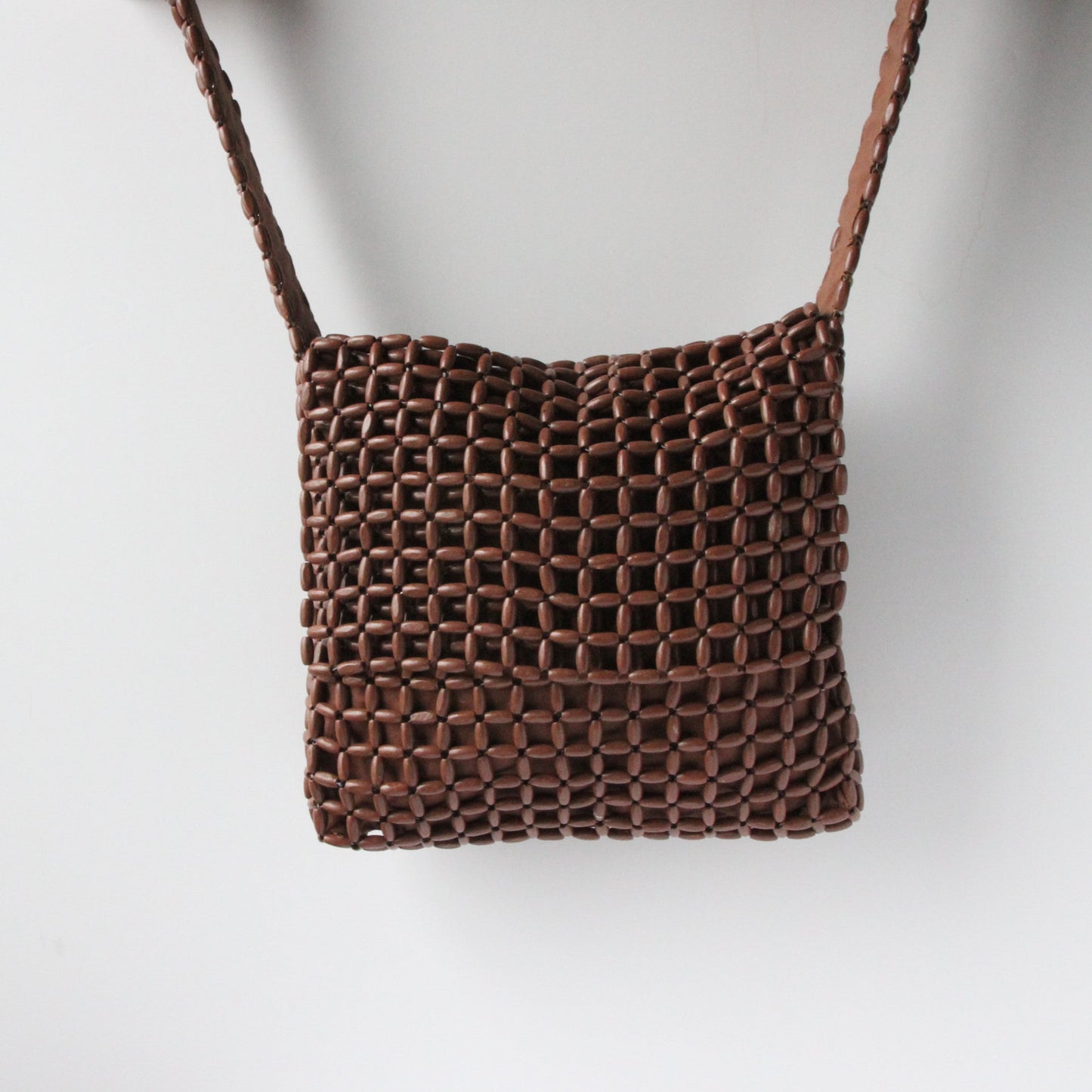 Dark Beaded Trellis Flap Bag