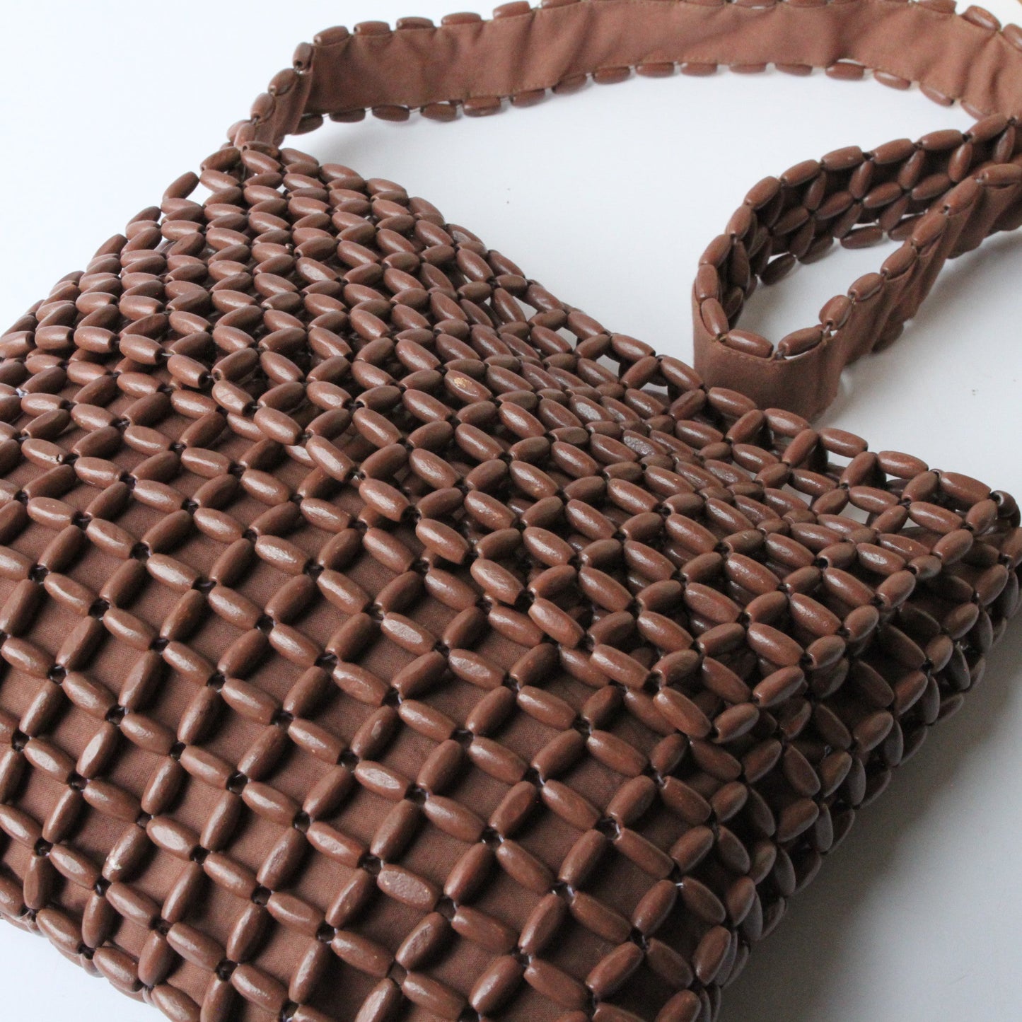Dark Beaded Trellis Flap Bag