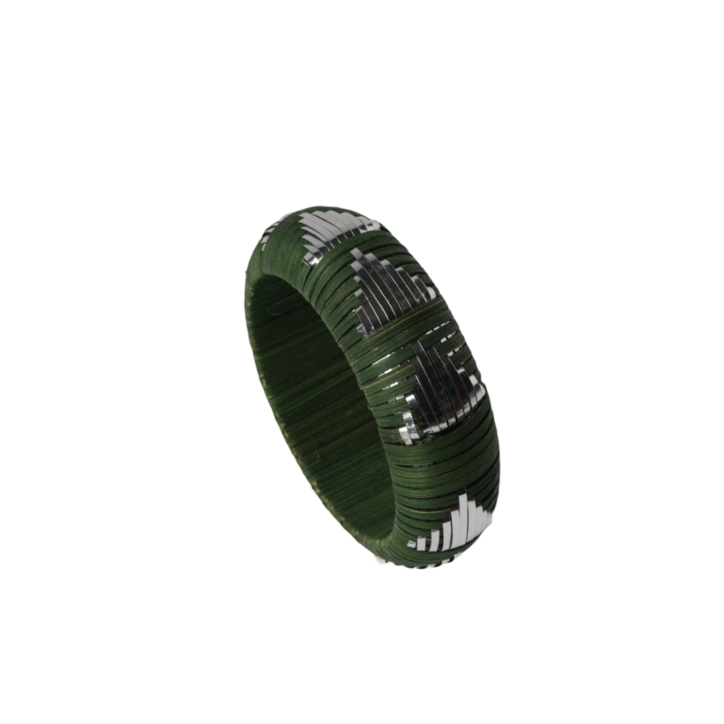 Forest Green and Silver Bangle