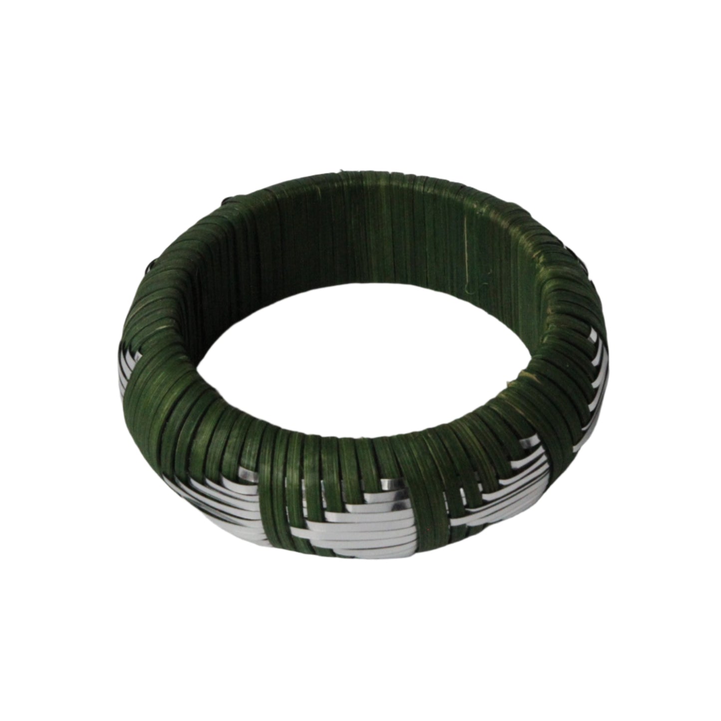 Forest Green and Silver Bangle