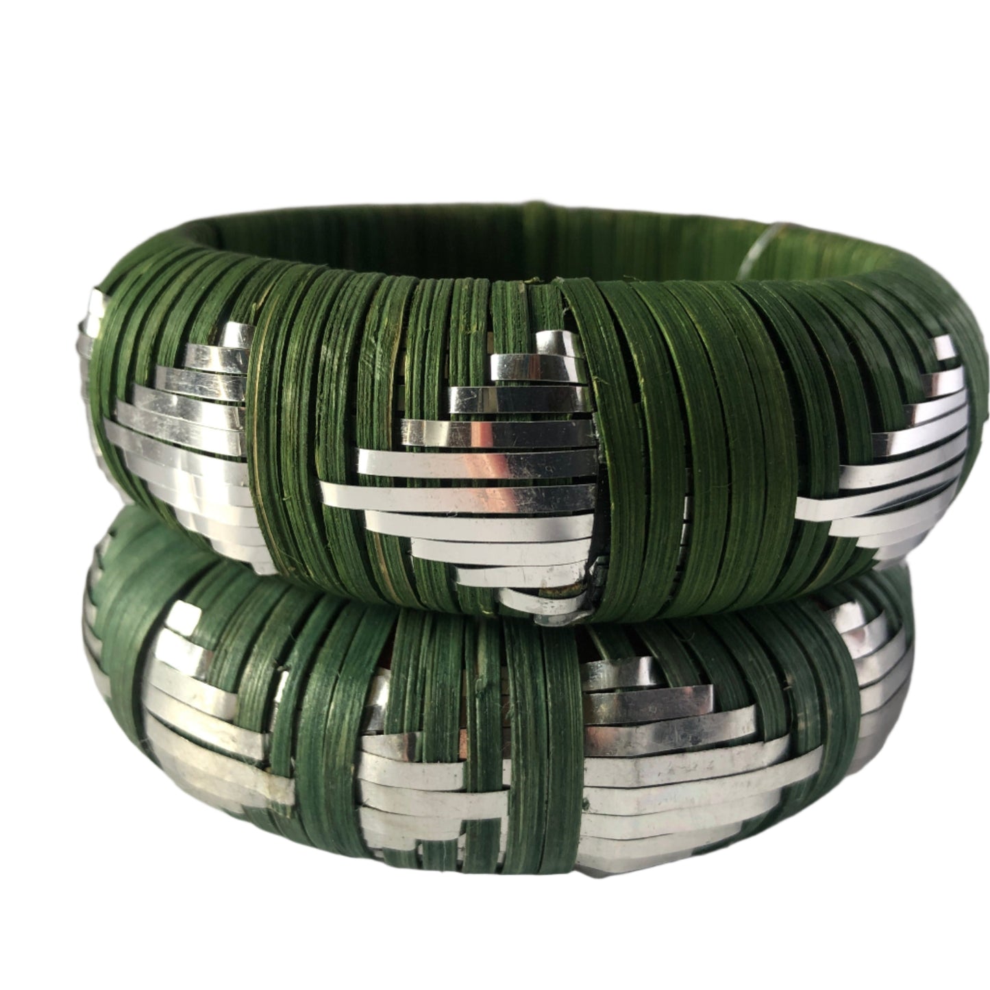 Forest Green and Silver Bangle