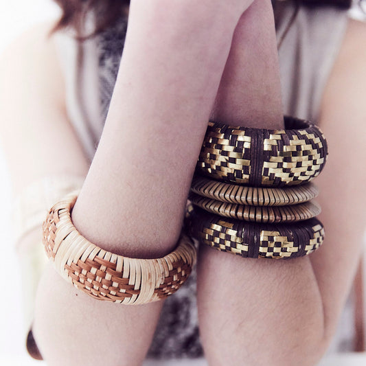 Espresso and Gold Wide Bangle