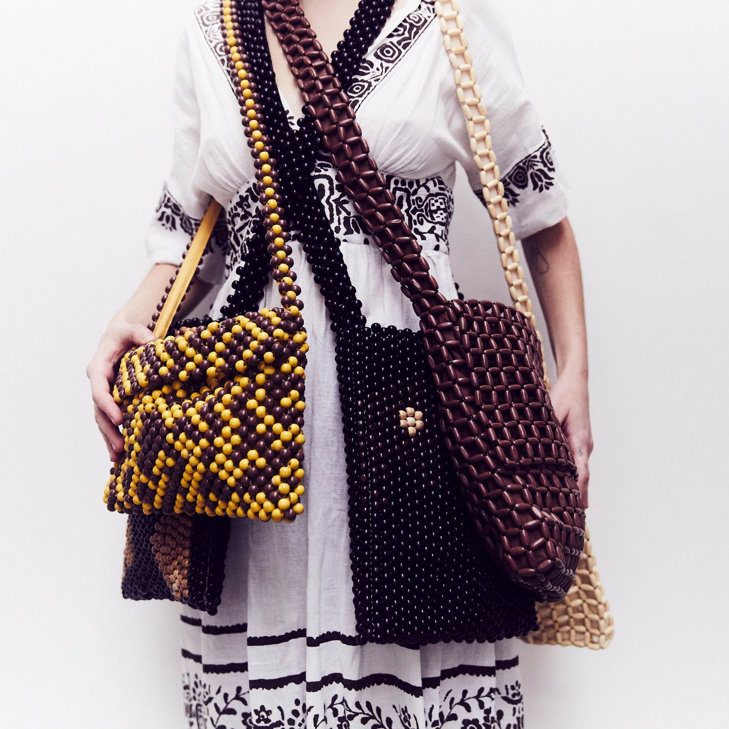 Banana Beaded Flap Bag