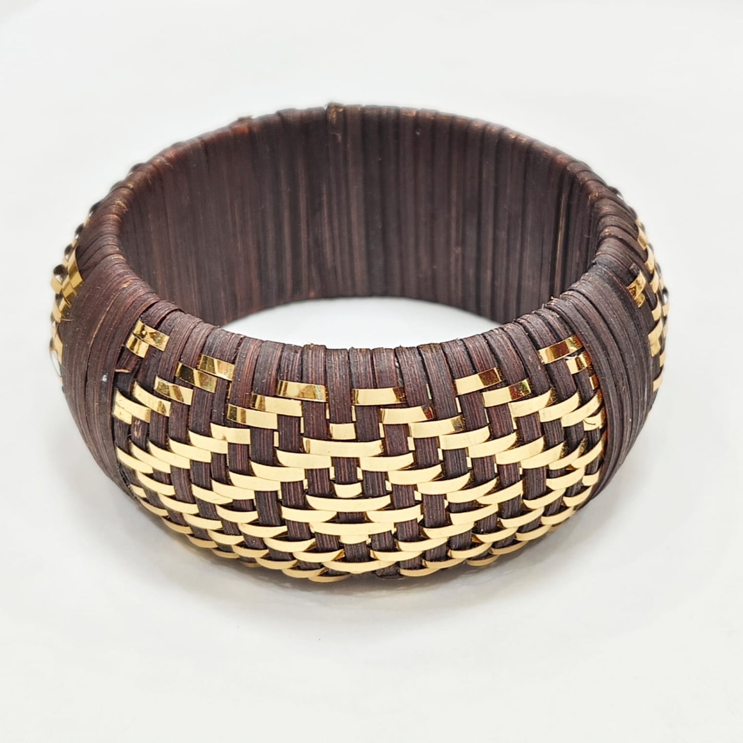 Espresso and Gold Wide Bangle