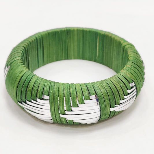 Forest Green and Silver Bangle