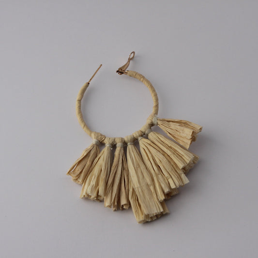 Raffia Fringed Hoop Earring.