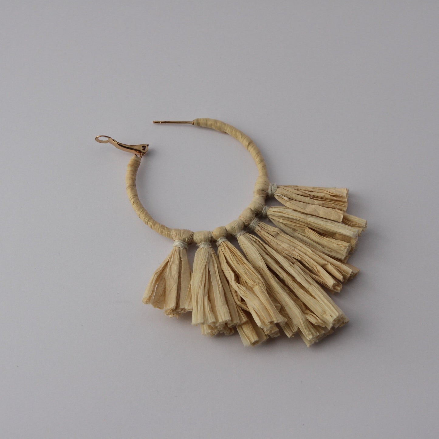 Raffia Fringed Hoop Earring.