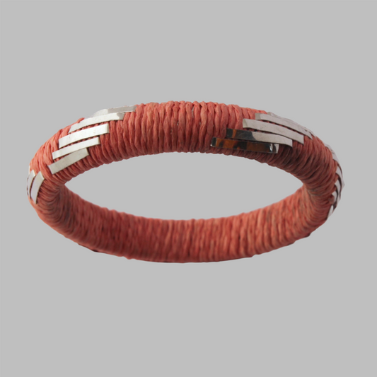 Coral and Silver Bangle