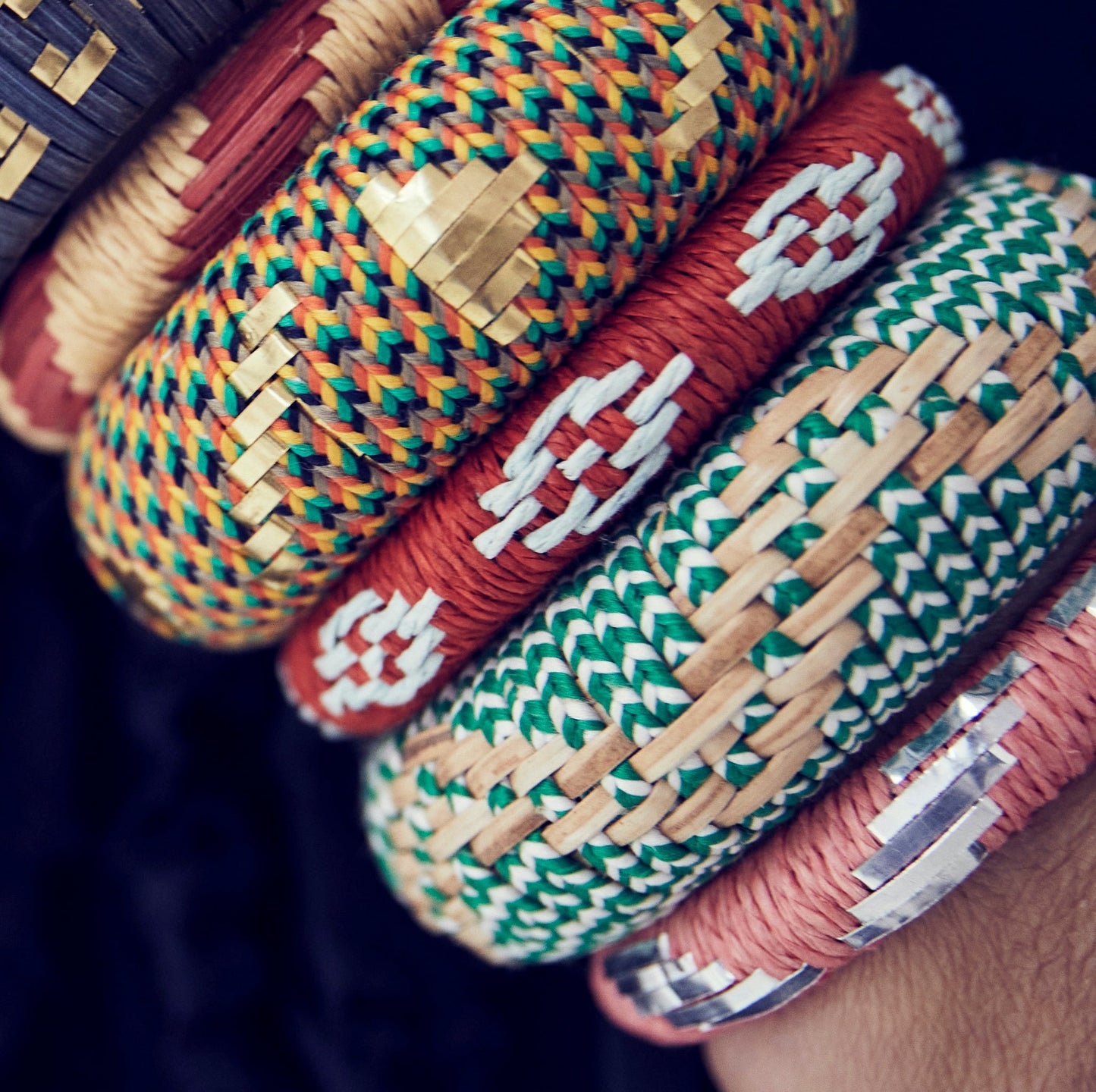 Coral and Silver Bangle