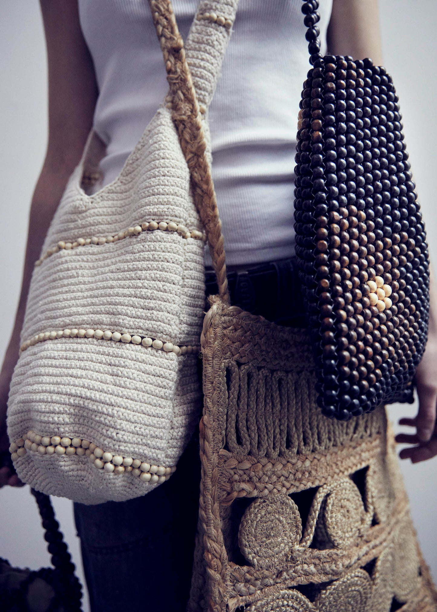 Beaded Cotton Border Bag